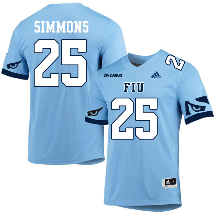 #25 Kenton Simmons FIU Jersey, Florida International University Panthers Football Jersey-Light Blue #25 Kenton Simmons FIU Jersey, Florida International University Panthers Football Jersey-Light Blue